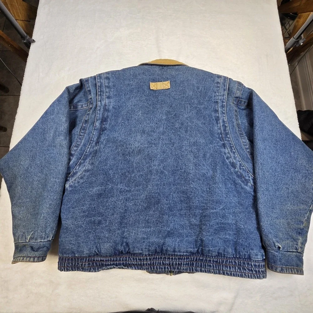 Vintage 90s Denim Lined Bomber Jacket‎ Size XL Unbranded Zip/snaps